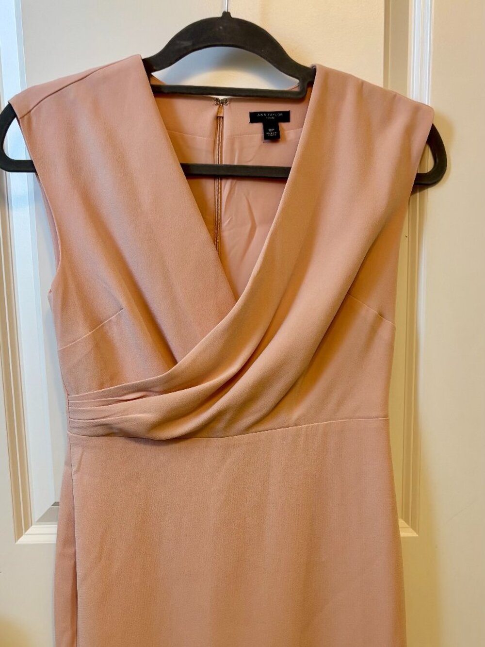 Ann Taylor Petite Blush Pink Draped Neckline Dress | Size 0P